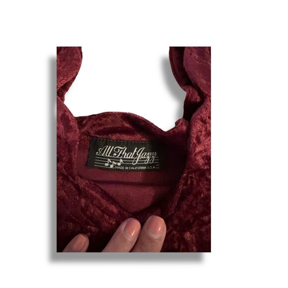 Vintage All That Jazz Crushed Velvet Top Puff Sleeve Goth Y2K Womens - Picture 2 of 2